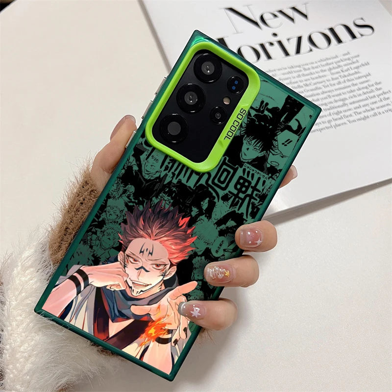 Coque de téléphone Anime Jujutsu Kaisen Cartoon pour Samsung Galaxy S24 S23 S22 S21 S20 Note 20 Ultra Plus FE 5G Coloré Argent Dos