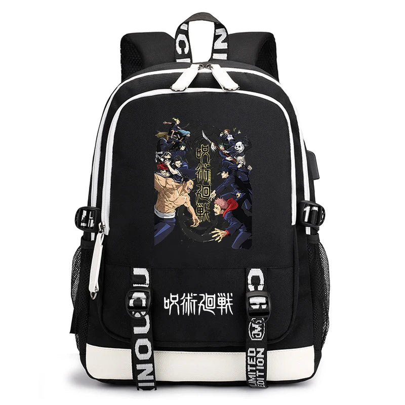 Sac à dos imprimé anime Jujutsu Kaisen, sac d'école pour étudiant, sac USB, cadeau de rentrée scolaire