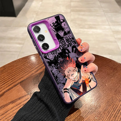 Coque de téléphone Anime Jujutsu Kaisen pour Samsung Galaxy S24 S23 S22 S21 S20 Note 20 Ultra Plus FE 5G Cartoon Coloré Argent Dos