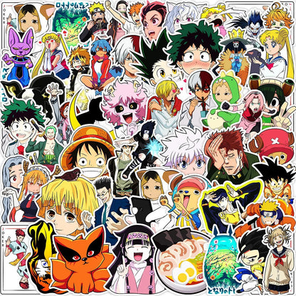 Lot de 50/100 autocollants graffitis pour enfants, mélange de dessins animés Jujutsu Kaisen Hunter x Hunter My Heroes Academy Attack on Titan