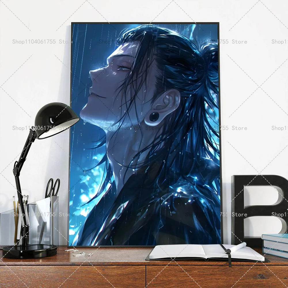 1PC Anime Jujutsu Kaisen Geto Suguru Poster Self-adhesive Art Waterproof Paper Sticker Coffee House Bar Room Wall Decor