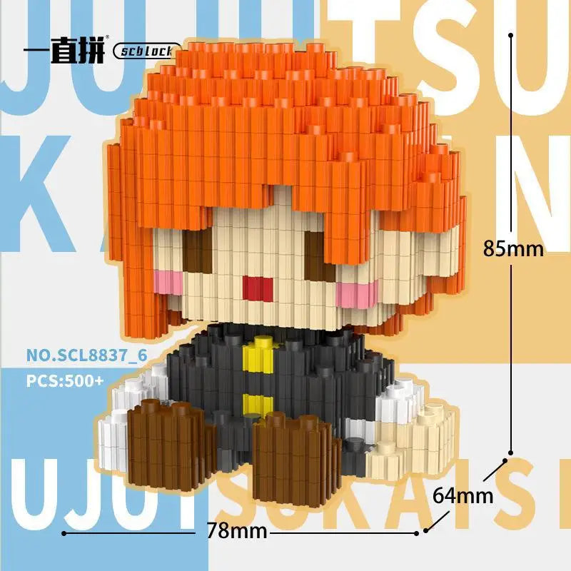 JX TOY Anime Jujustu Micro Bloc de Construction Ornements de Bureau à Collectionner Statue Gojo Satoru Poupée Itadori Yuji Bloc Fushiguro Megumi