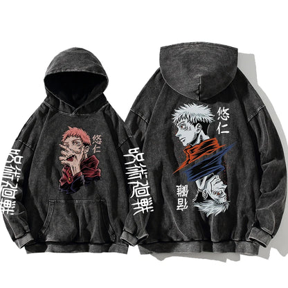 Jujutsu Kaisen Satoru Gojo Sweatshirts Anime Men's High Quality 100% Washed Cotton Hoodie Winter Oversized Streetwear Clothing - Jujutsu Kaisen Merch - Free Shipping Buy Now