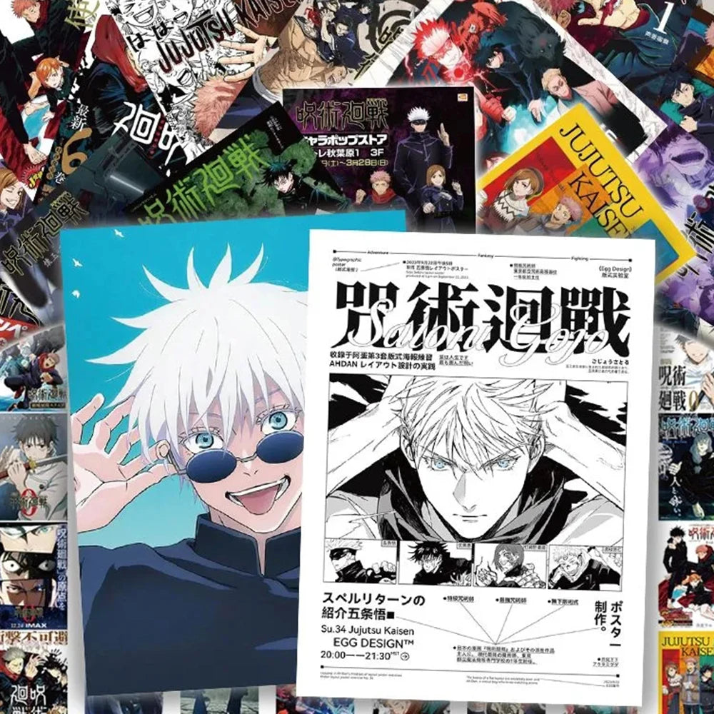 10/30/60pcs Anime Jujutsu Kaisen Posters Stickers Waterproof Graffiti Skateboard Suitcase Bike Cool Cartoon Sticker Kid Toy Gift