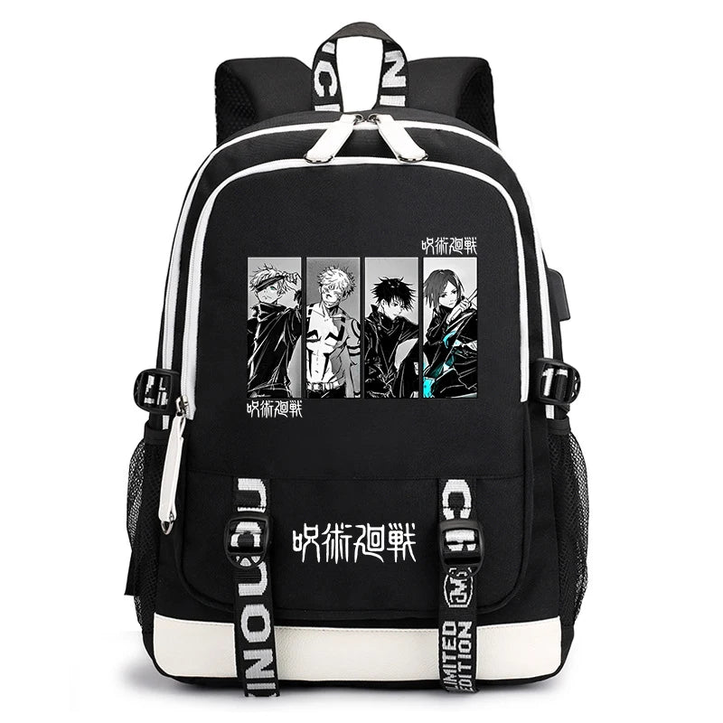 Sac à dos imprimé anime Jujutsu Kaisen, sac d'école pour étudiant, sac USB, cadeau de rentrée scolaire