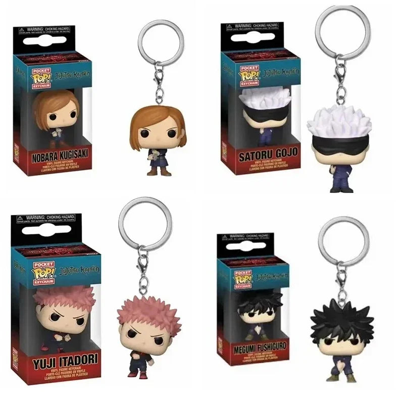 Funko POP Pocket Keychain Nobara Kugisaki Yuji Itadori Jujutsu Kaisen Satoru Gojo Vinyl Dolls Model Toys Pendant Gifts