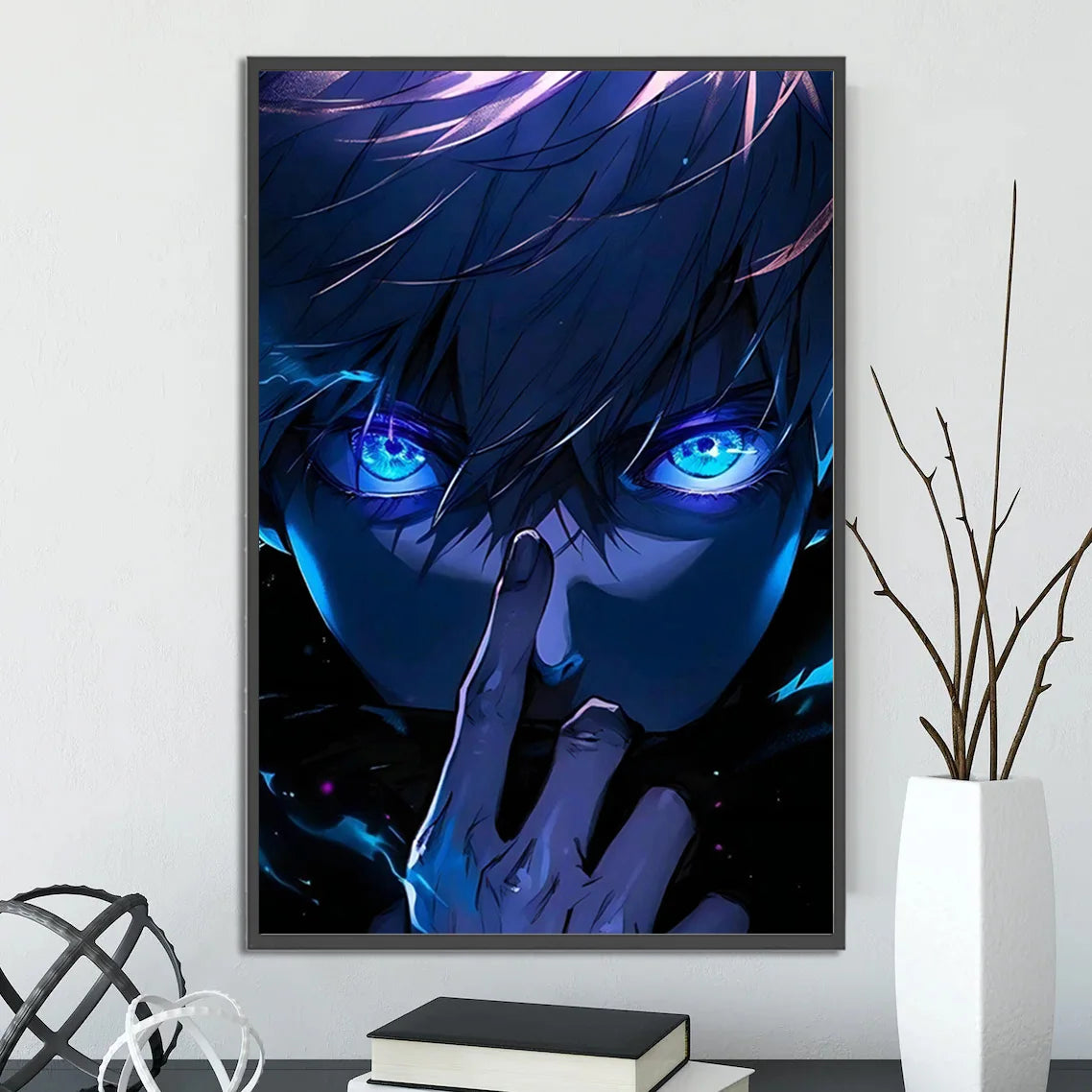 J-Jujutsu Gojo Satoru Self-adhesive Poster Anime Wallpaper Figures Home Decoration Painting Wall Art Bedroom Cartoons Decor