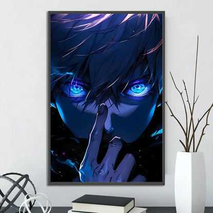 J-Jujutsu Gojo Satoru Self-adhesive Poster Anime Wallpaper Figures Home Decoration Painting Wall Art Bedroom Cartoons Decor