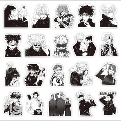 65PCS Black White Jujutsu Kaisen Anime Stickers Decoration Suitcase Scrapbooking Laptop Phone Stationery Manga Kid Sticker