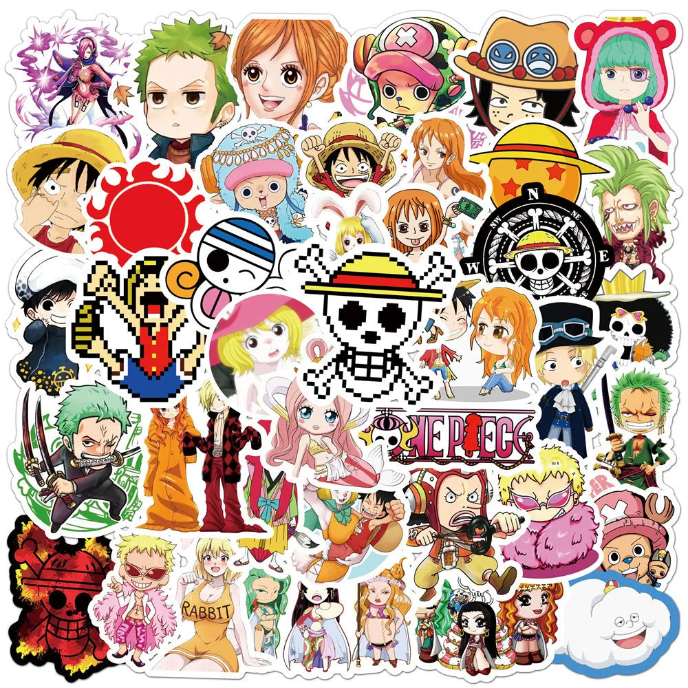 Lot de 50/100 autocollants dessin animé Attack On Titan Jujutsu Kaisen, autocollants imperméables pour skateboard, ordinateur portable, voiture, moto