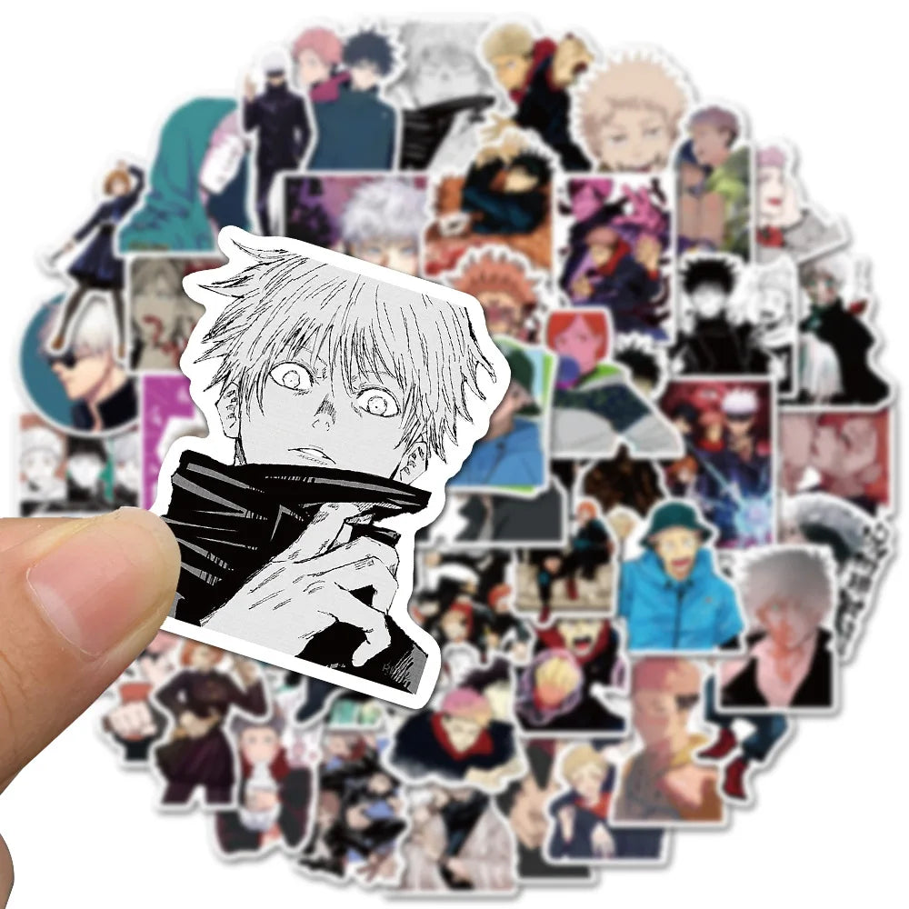 50Pcs Cartoon Jujutsu Kaisen Stickers DIY Laptop Skateboard Kids Cool Sticker Itadori Yuji Satoru Gojo Anime Decal Toys