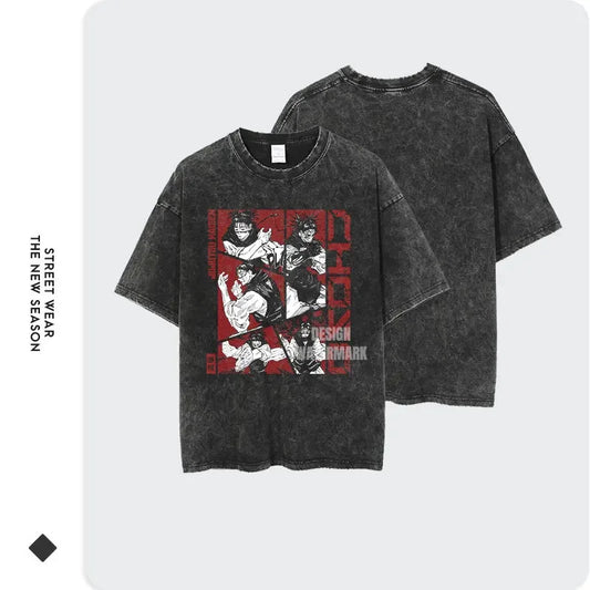 Anime J-Jujutsu K-Kaisen T Shirts Vintage Washed CHOSO T-shirt Oversized Streetwear Fushiguro Toji Gojo Short Sleeve Tops Tees - Jujutsu Kaisen Merch - Free Shipping Buy Now