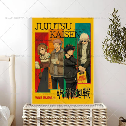 1PC Classic Japan Anime Jujutsu Kaisen Poster Self-adhesive Art Waterproof Paper Sticker Coffee House Bar Room Wall Decor