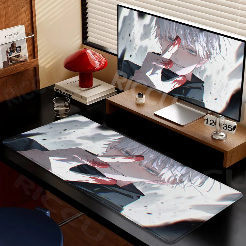 Large Gaming Mouse Pad J-ujutsu Kaisen Gojo Satoru Mouse pad LockEdge Thickened Computer Keyboard Desk Mat Rubber Anti slip Mats