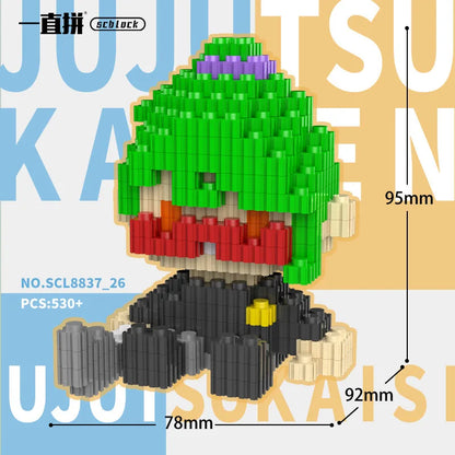 JX TOY Anime Jujustu Micro Bloc de Construction Ornements de Bureau à Collectionner Statue Gojo Satoru Poupée Itadori Yuji Bloc Fushiguro Megumi