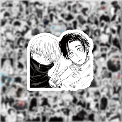 100Pcs Black and White Jujutsu Kaisen Stickers Itadori Yuji&Gojo Satoru Sticker Luggage Guitar Desktop Waterproof Sticker