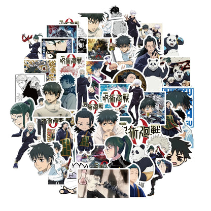 Autocollants Anime Jujutsu Kaisen 50 pièces Autocollants Anime classiques populaires Autocollants en vinyle imperméables pour bouteille d'eau Ordinateur portable