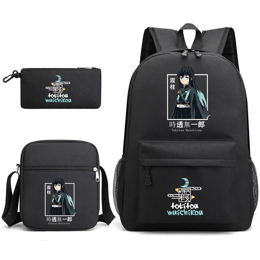 Sac à dos motif Anime Tokitou Muichirou pour adolescents, grande capacité, sac à bandoulière, sac à crayons, sacs d'école