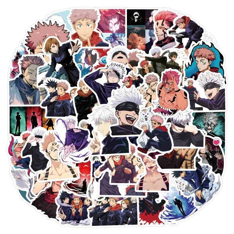 55pcs Anime Jujutsu Kaisen Graffiti Stickers Decals Suitcase Laptop Computer Guitar Decoration DIY Kids Classics Toy