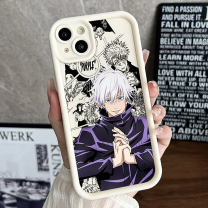 Coque souple Jujutsu Kaisen Gojo Satoru Plus pour iPhone 15, 14, 13, 12, 11, Mini, XS, XR, X, 8, 7 Pro Max