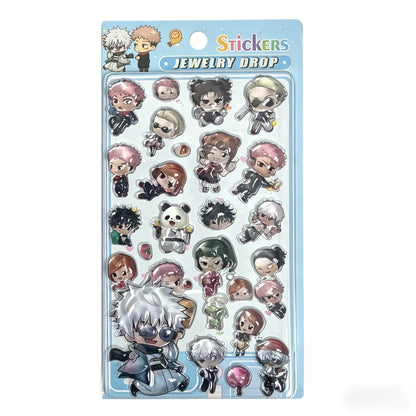 Hot Anime Jujutsu Kaisen Style 3D Crystal Epoxy Stickers Q Characters Decals for Phone Case Laptop Scrapbooking DIY Accessories