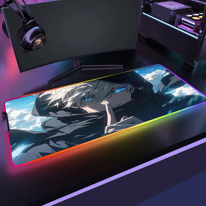RGB Jujutsu Kaisen Mouse Pad Anime Gojo Satoru Desk Mat Gamer PC Computer XL Varmilo Keyboard Carpet Gaming Accessories Mousepad
