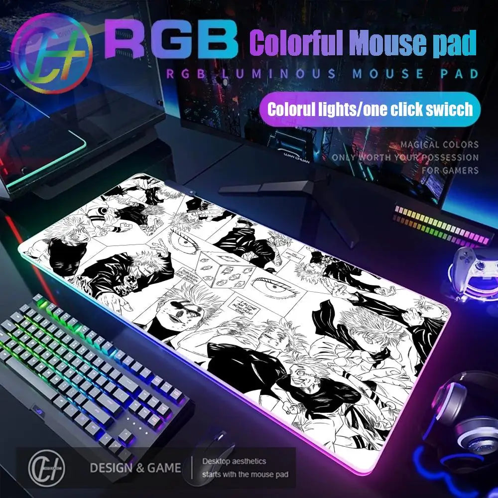 HD RGB Ryomen Sukuna 400x900mm Black Anime Jujutsu Kaisen Mouse Pad Gojo Satoru MousePad Computer Gaming PC Accessories Desk Mat