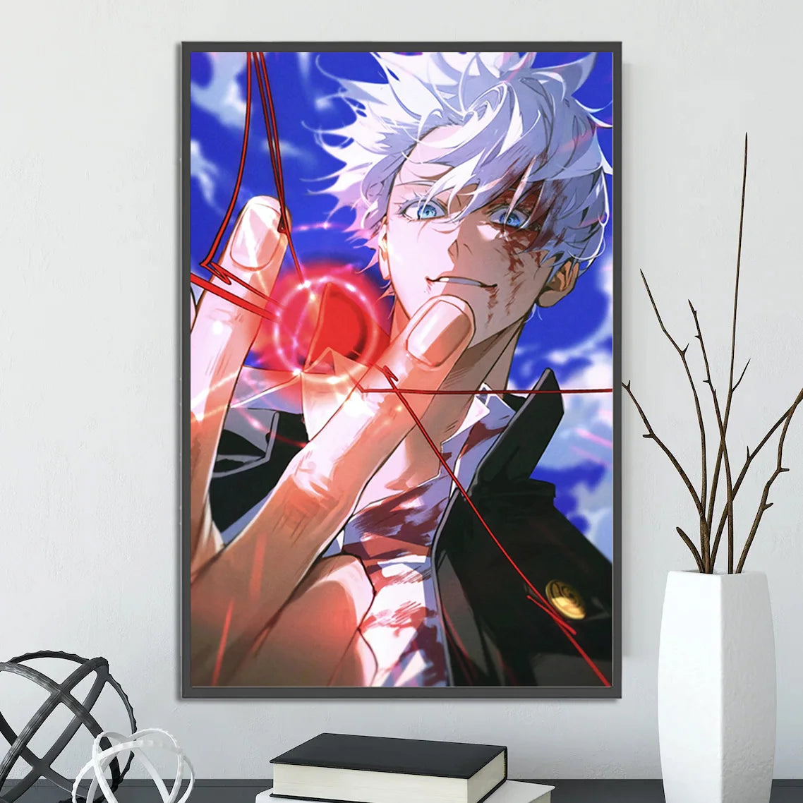 Jujutsu Kaisen Self-adhesive Poster Home Decoration Anime Figures Painting Wall Art Bedroom Cartoons Decor Gojo Satoru Wallpaper