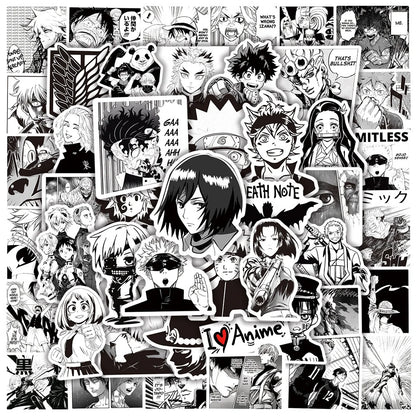 Lot de 50/100 autocollants graffitis pour enfants, mélange de dessins animés Jujutsu Kaisen Hunter x Hunter My Heroes Academy Attack on Titan