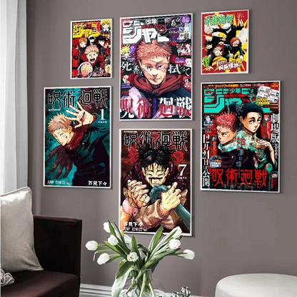 Jujutsu Kaisen Anime DIY Sticky Poster Waterproof Paper Sticker Coffee House Bar Home Decor