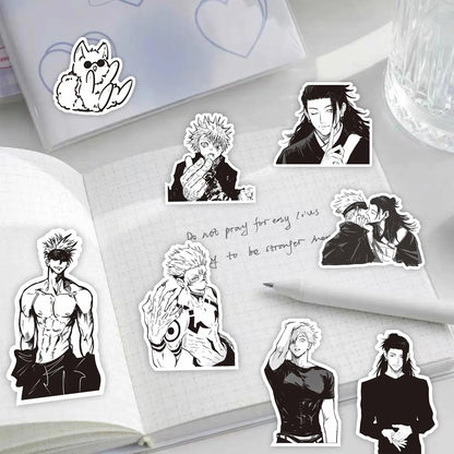 65PCS Black White Jujutsu Kaisen Anime Stickers Decoration Suitcase Scrapbooking Laptop Phone Stationery Manga Kid Sticker