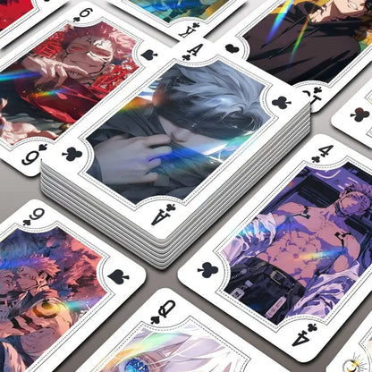 54Pcs Cute Jujutsu Kaisen Playing Cards Cartoon Yuji Itadori & Megumi Fushiguro Cards, Exquisite Poker for Party & Birthday Gift