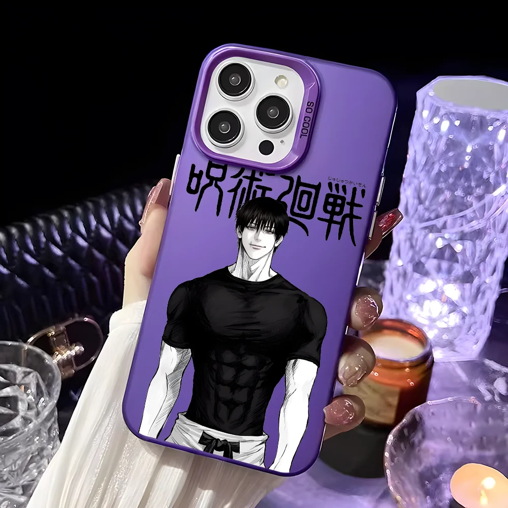Coque de téléphone Jujutsu Toji Kaisen Abraz pour iPhone 16 15 14 13 12 11 Pro Max Noir Violet Mat F-Fushiguro Candy Ultra-mince Souple