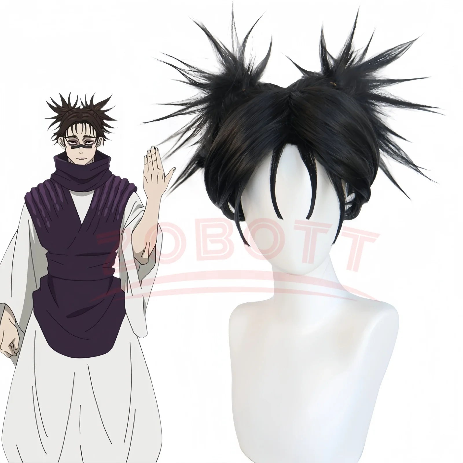 Jujutsu JJK Manga Choso Cosplay Wig Anime Jujutsu Kaisen Black Double Ponytail Hair Sticker Itadori Yuji Halloween Wig Women Men - Jujutsu Kaisen Merch - Free Shipping Buy Now