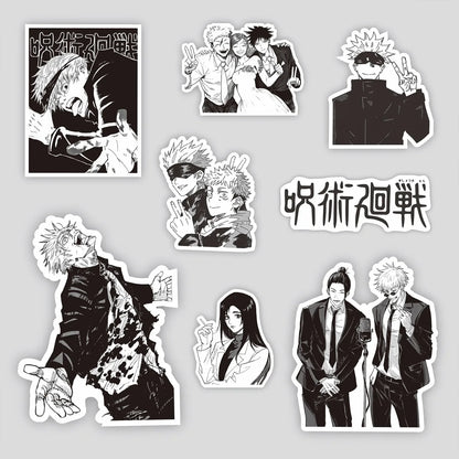 65PCS Black White Jujutsu Kaisen Anime Stickers Decoration Suitcase Scrapbooking Laptop Phone Stationery Manga Kid Sticker