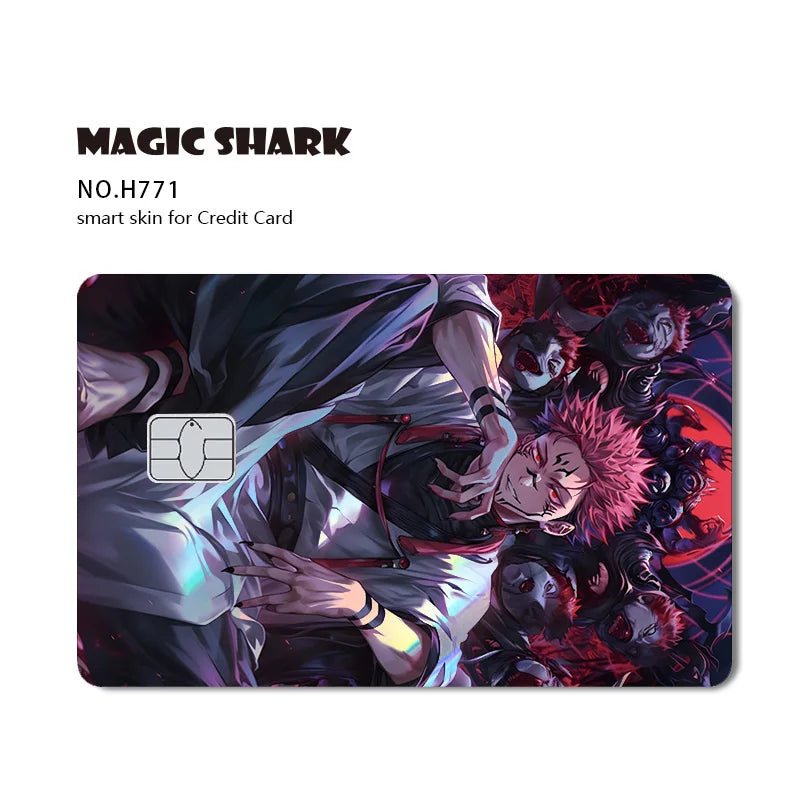 J-Jujutsu K-Kaisen Anime Laser Holographic Itadori Yuji Megumi Fushiguro Gojo Satoru Credit Debit Bank Card Sticker Film Skin