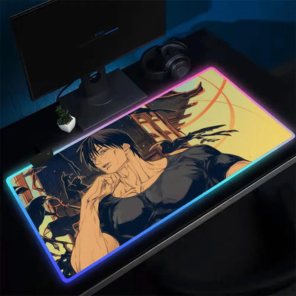 Fushiguro Toji Jujutsu Kaisen Mouse Pad RGB Extra Large Mouse Pad for Gaming, Smooth Surface, Non-Slip, Customizable Lights