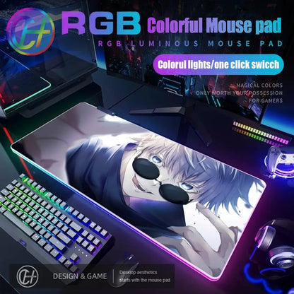 HD Gamer Japan Hot Anime Mouse Pad RGB Gaming Mouse Pad Desk Mat Large LED Light XXL 900x400x4mm Jujutsu Kaisen Gojo Mouse Pad