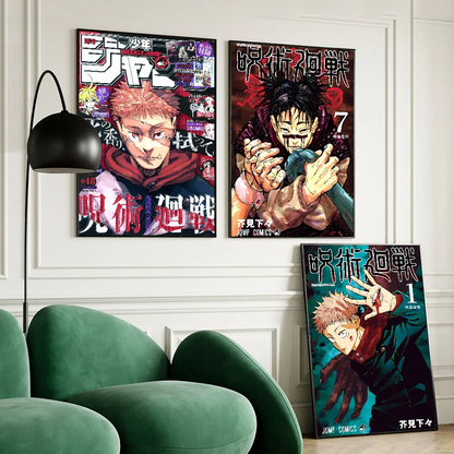 Jujutsu Kaisen Anime DIY Sticky Poster Waterproof Paper Sticker Coffee House Bar Home Decor