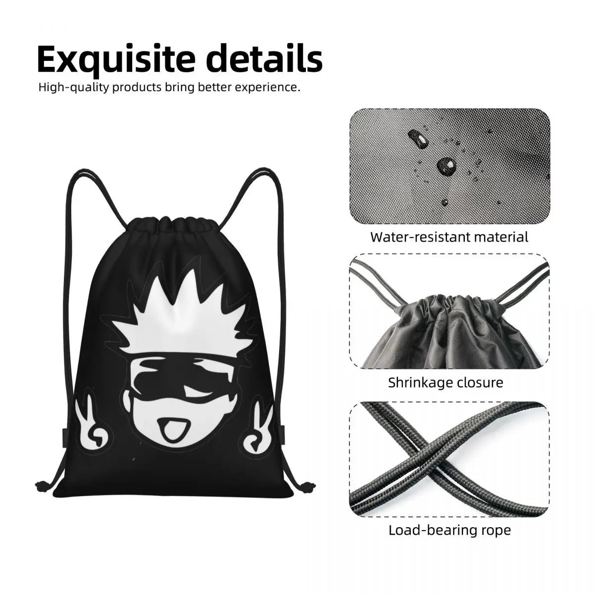 Sac à dos à cordon de serrage pour professeur drôle Jujutsu Kaisen Anime, sac de sport, sac à dos Gojo pour la course à pied