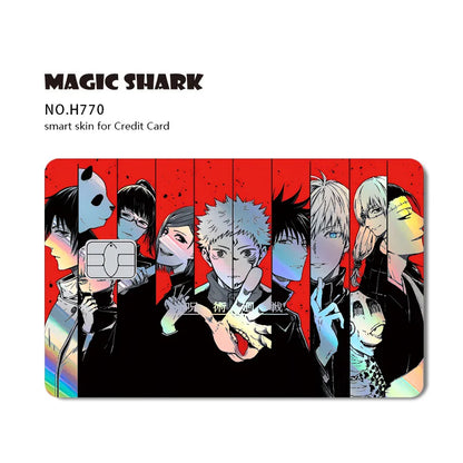 J-Jujutsu K-Kaisen Anime Laser Holographic Itadori Yuji Megumi Fushiguro Gojo Satoru Credit Debit Bank Card Sticker Film Skin
