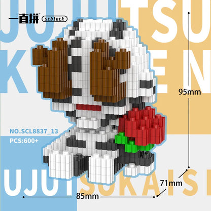 JX TOY Anime Jujustu Micro Bloc de Construction Ornements de Bureau à Collectionner Statue Gojo Satoru Poupée Itadori Yuji Bloc Fushiguro Megumi