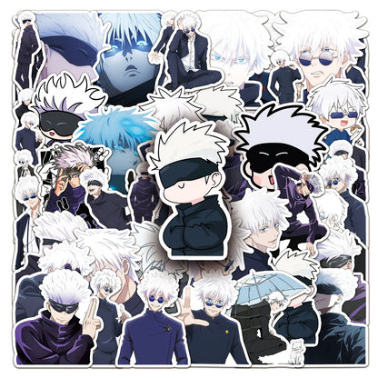 Lot de 10/50 autocollants Jujutsu Kaisen, dessin animé, étanche, pour ordinateur portable, téléphone, guitare, skateboard, enfants, cool, dessin animé, Satoru Gojo, jouets