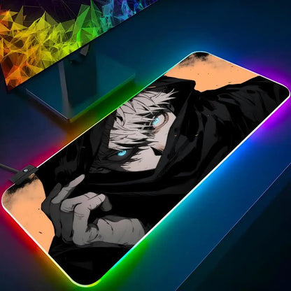 Anime J-jujutsu K-kaisen Mouse Pad Gaming Rgb Mousepad Cool Backlit Keyboard Gamer Girl Xxl Laptop Mat Table Pads Deskpad