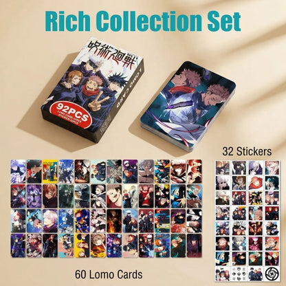 Anime Merch Jujutsu Kaisen Photocard Set 92PCS Gojo Satoru Collectible Anime Photo Cards 2026 Hot HD Print Fans Gifts for Kids