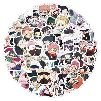 Lot de 10, 30, 50 ou 100 autocollants Kawaii en PVC, motif dessin animé Jujutsu Kaisen, graffiti, pour ordinateur portable, guitare, DIY, cadeau pour enfant
