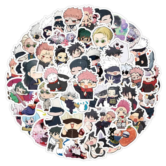 Lot de 10, 30, 50 ou 100 autocollants Kawaii en PVC, motif dessin animé Jujutsu Kaisen, graffiti, pour ordinateur portable, guitare, DIY, cadeau pour enfant