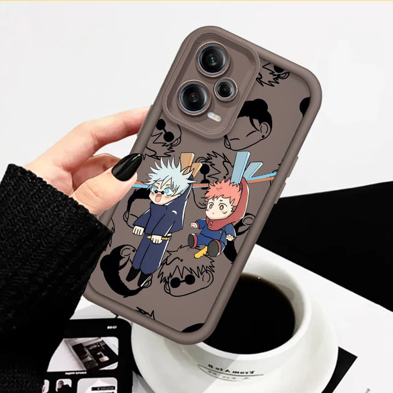 Coque de téléphone en TPU pour Xiaomi Redmi Note 13, 12, 12C, 11, 11S, 10, 10C, 10A, 9C, 9A Pro 5G, motif dessin animé Jujutsu Kaisen