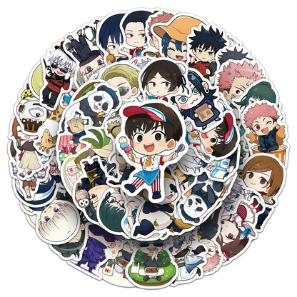 50PCS Jujutsu Kaisen Stickers Q Version Graffiti Stickers DIY Diary Phone Case Handmade Scrapbook Aesthetic Stickers