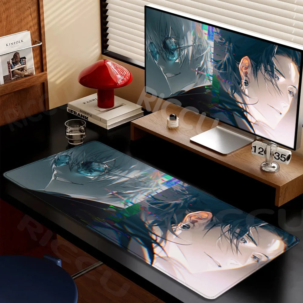 Large Gaming Mouse Pad J-ujutsu Kaisen Gojo Satoru Mouse pad LockEdge Thickened Computer Keyboard Desk Mat Rubber Anti slip Mats